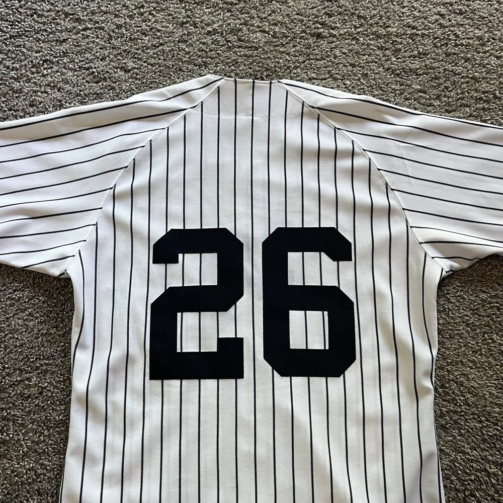 Vintage 90s Wilson New York Yankees Baseball Jersey Pinstripe White Black Sz 36 - Picture 4 of 8